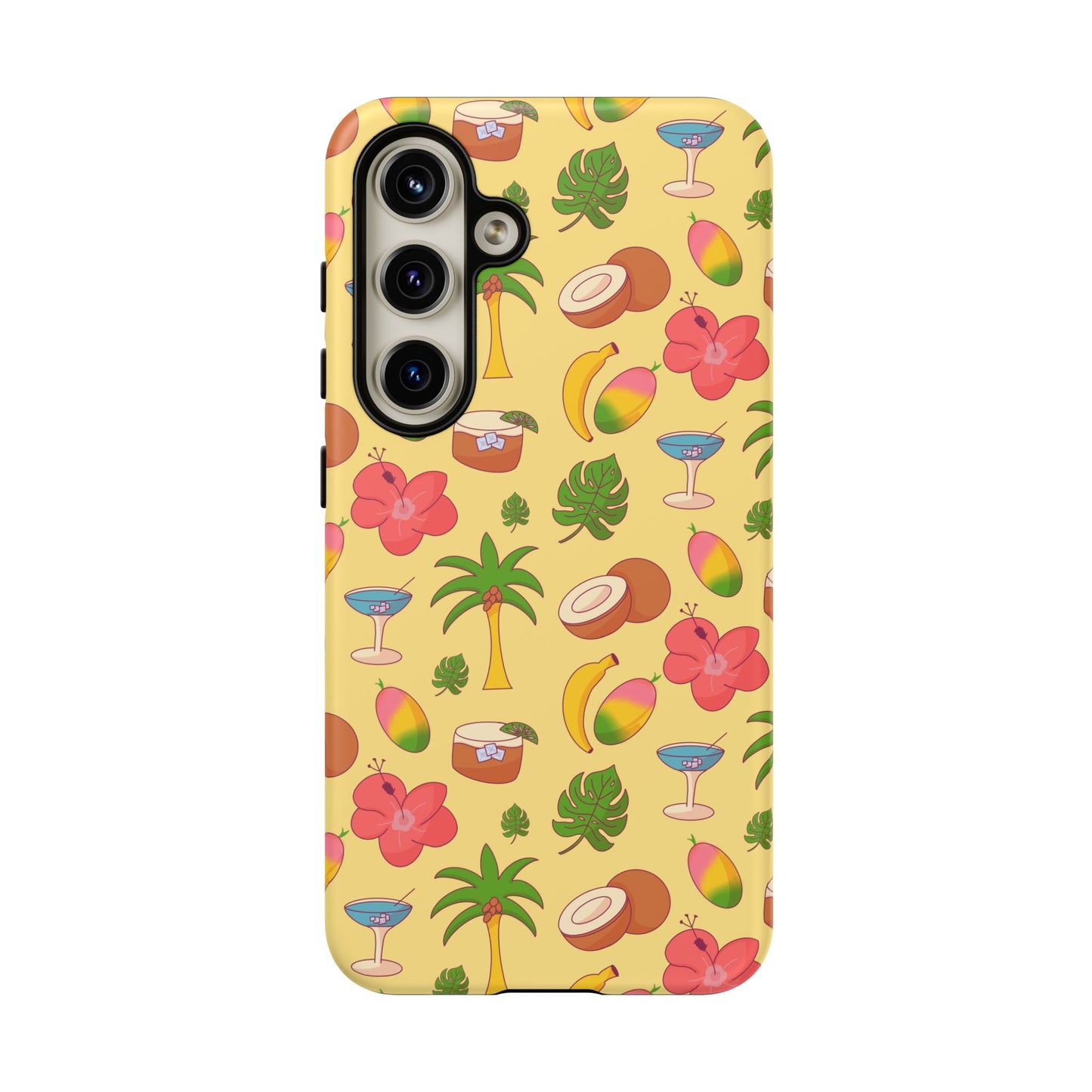 Tropical Cocktail Phone Case – Retro Summer Fruit & Palm Tree Pattern for iPhone & Samsung