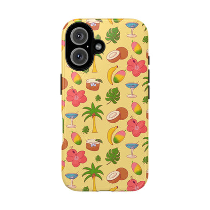 Tropical Cocktail Phone Case – Retro Summer Fruit & Palm Tree Pattern for iPhone & Samsung