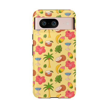 Tropical Cocktail Phone Case – Retro Summer Fruit & Palm Tree Pattern for iPhone & Samsung
