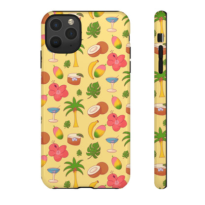 Tropical Cocktail Phone Case – Retro Summer Fruit & Palm Tree Pattern for iPhone & Samsung