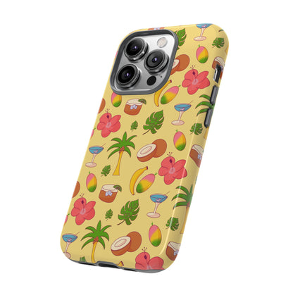 Tropical Cocktail Phone Case – Retro Summer Fruit & Palm Tree Pattern for iPhone & Samsung
