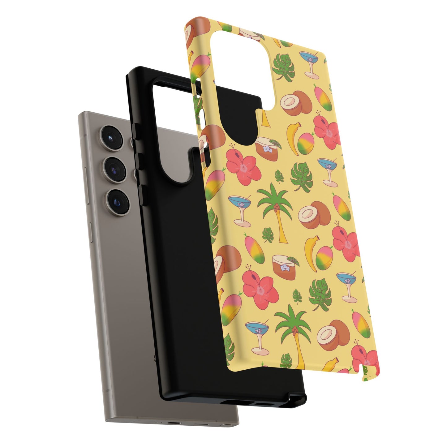 Tropical Cocktail Phone Case – Retro Summer Fruit & Palm Tree Pattern for iPhone & Samsung