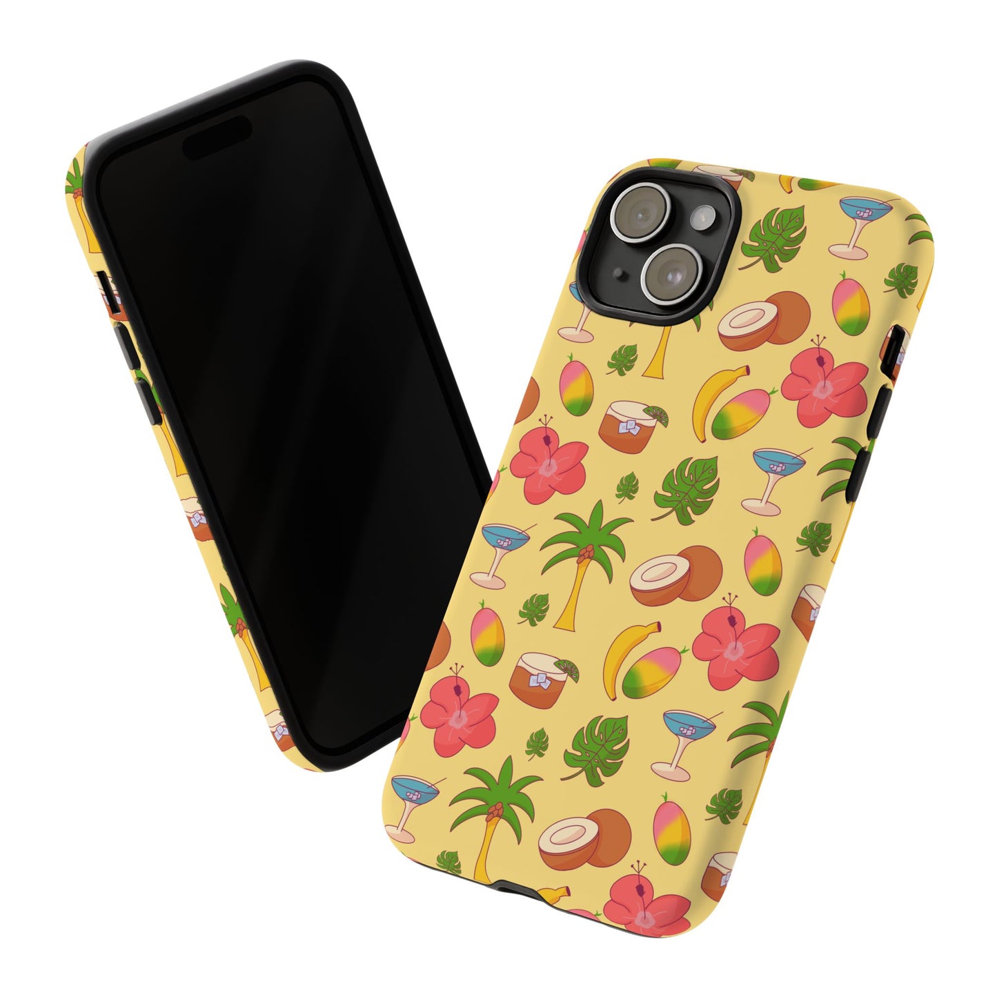 Tropical Cocktail Phone Case – Retro Summer Fruit & Palm Tree Pattern for iPhone & Samsung