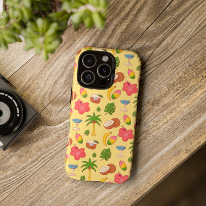 Tropical Cocktail Phone Case – Retro Summer Fruit & Palm Tree Pattern for iPhone & Samsung