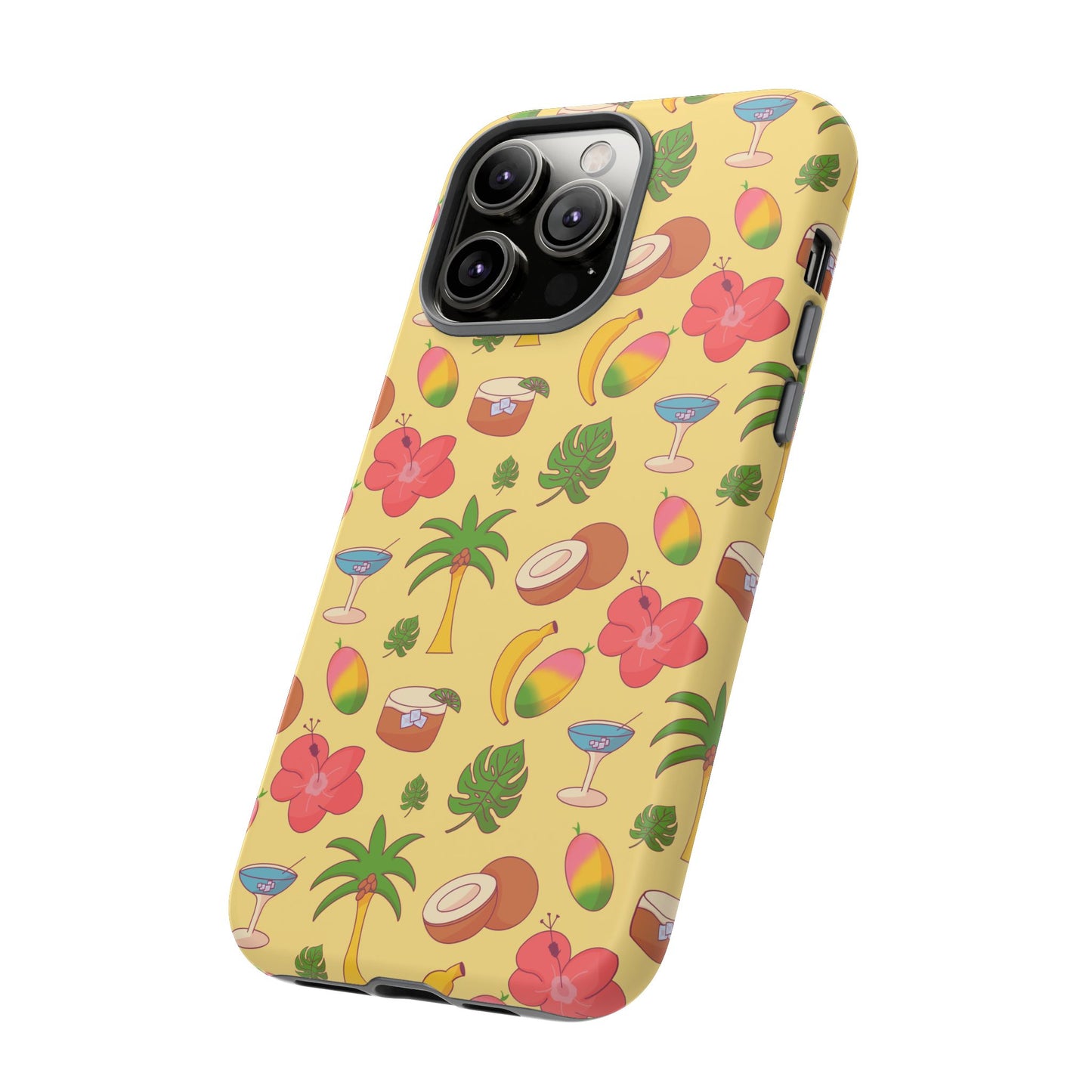 Tropical Cocktail Phone Case – Retro Summer Fruit & Palm Tree Pattern for iPhone & Samsung