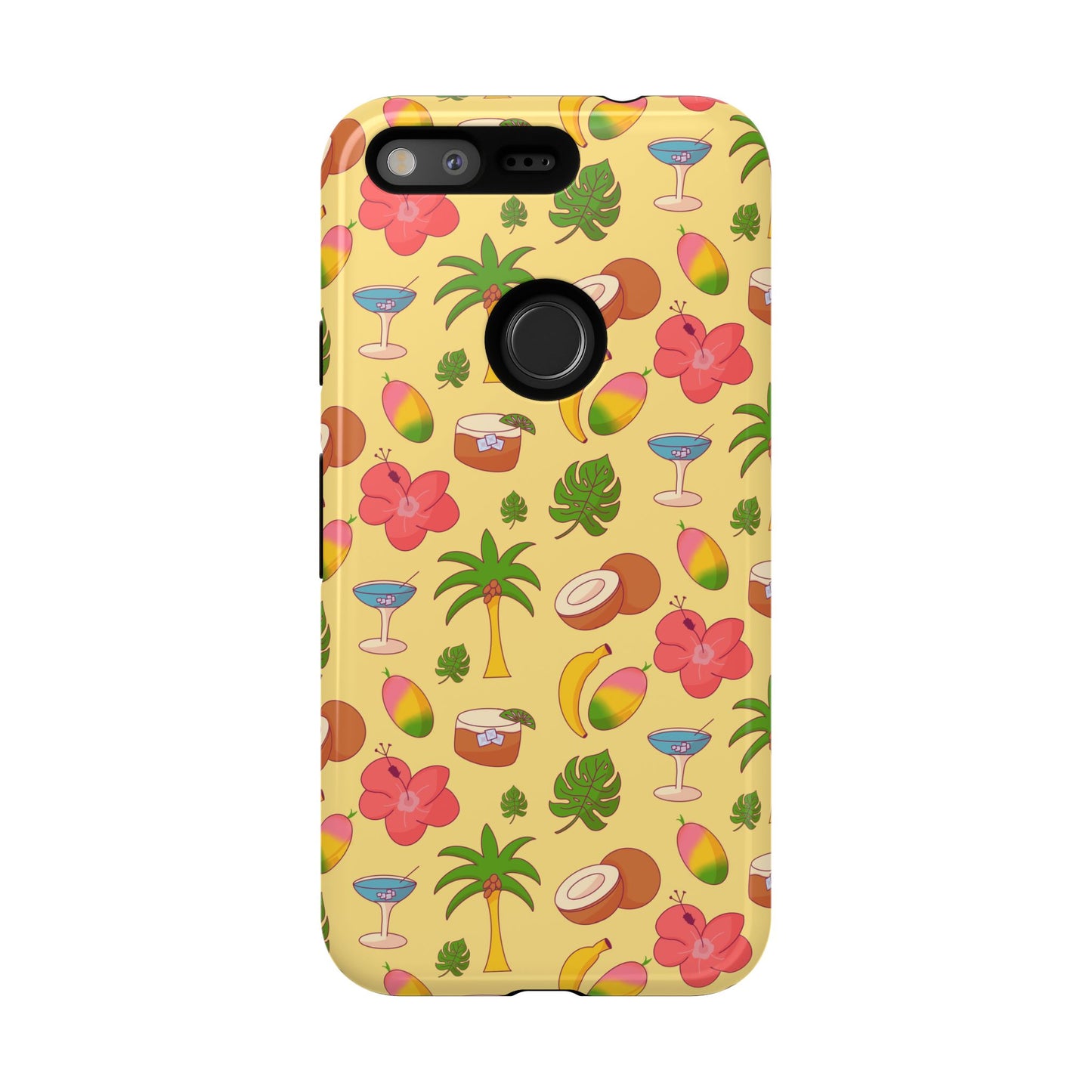 Tropical Cocktail Phone Case – Retro Summer Fruit & Palm Tree Pattern for iPhone & Samsung