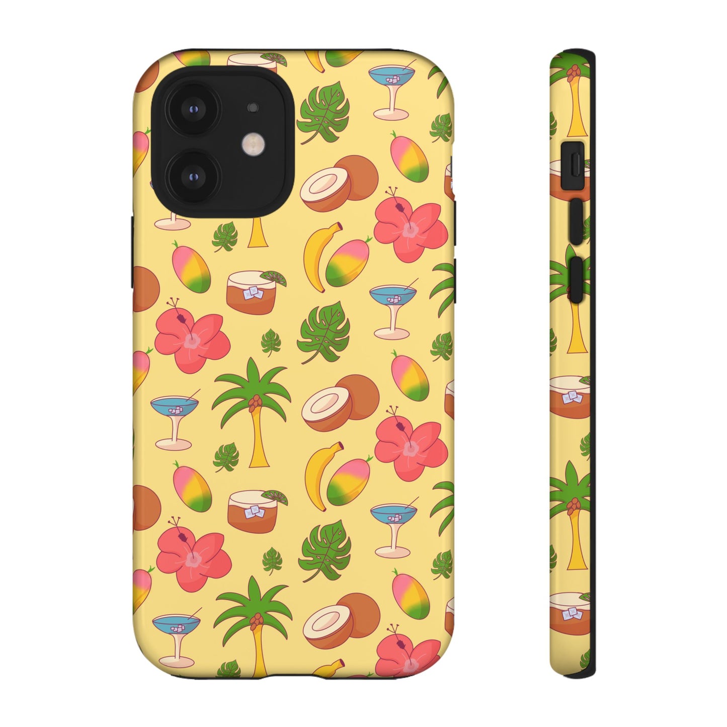 Tropical Cocktail Phone Case – Retro Summer Fruit & Palm Tree Pattern for iPhone & Samsung
