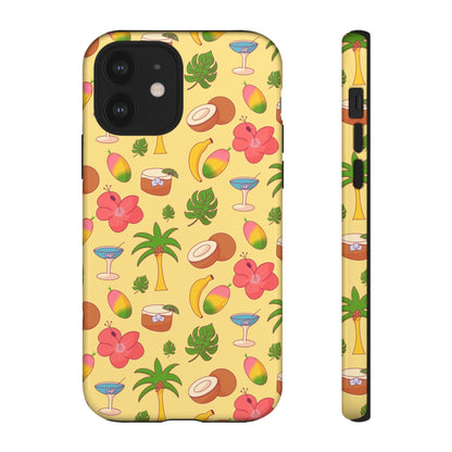 Tropical Cocktail Phone Case – Retro Summer Fruit & Palm Tree Pattern for iPhone & Samsung