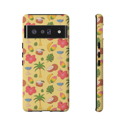 Tropical Cocktail Phone Case – Retro Summer Fruit & Palm Tree Pattern for iPhone & Samsung