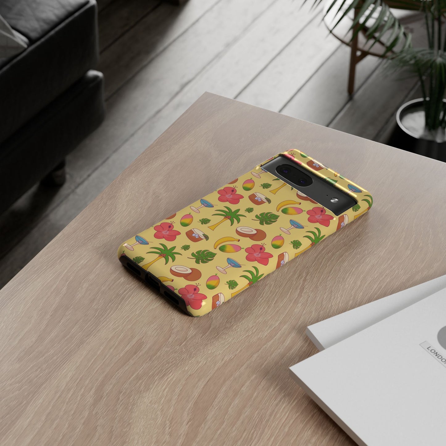 Tropical Cocktail Phone Case – Retro Summer Fruit & Palm Tree Pattern for iPhone & Samsung