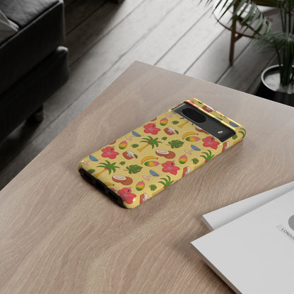 Tropical Cocktail Phone Case – Retro Summer Fruit & Palm Tree Pattern for iPhone & Samsung