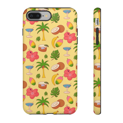 Tropical Cocktail Phone Case – Retro Summer Fruit & Palm Tree Pattern for iPhone & Samsung