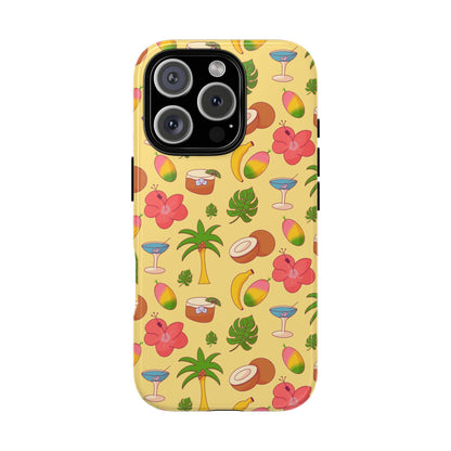 Tropical Cocktail Phone Case – Retro Summer Fruit & Palm Tree Pattern for iPhone & Samsung