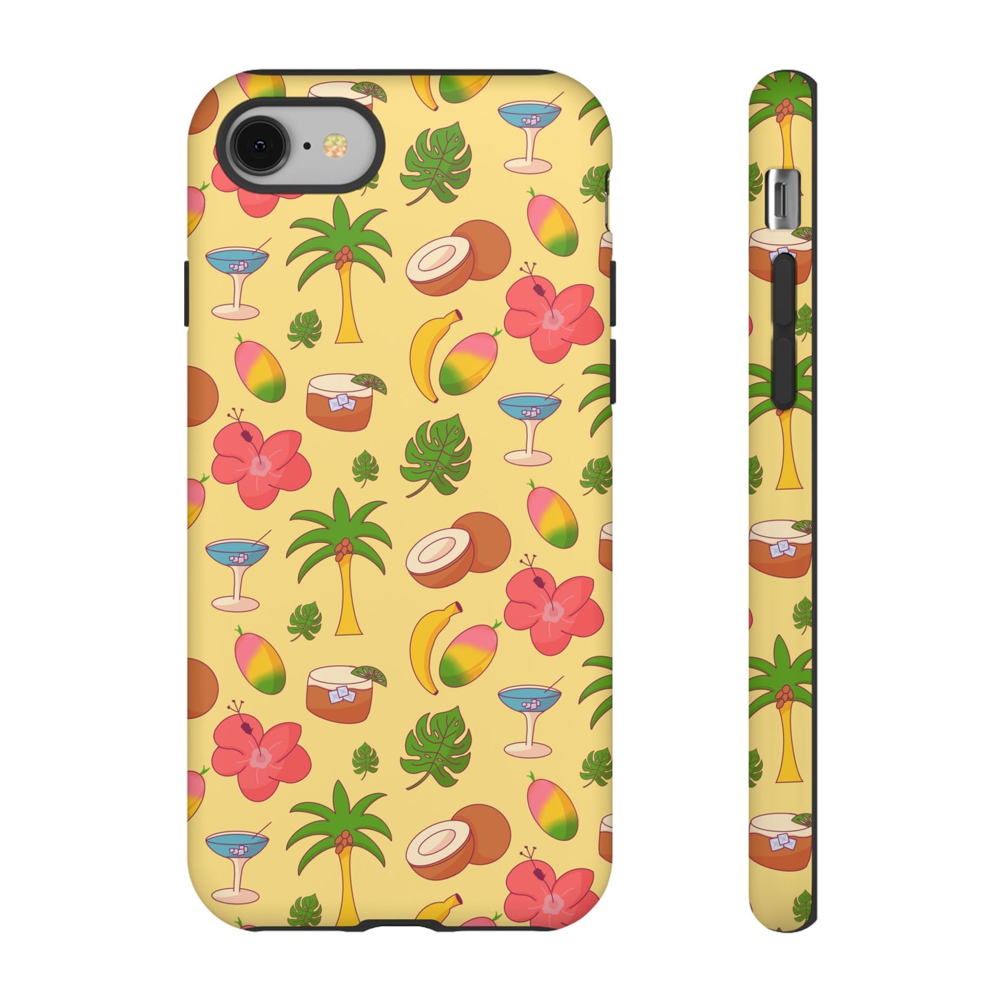 Tropical Cocktail Phone Case – Retro Summer Fruit & Palm Tree Pattern for iPhone & Samsung