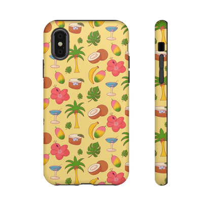 Tropical Cocktail Phone Case – Retro Summer Fruit & Palm Tree Pattern for iPhone & Samsung