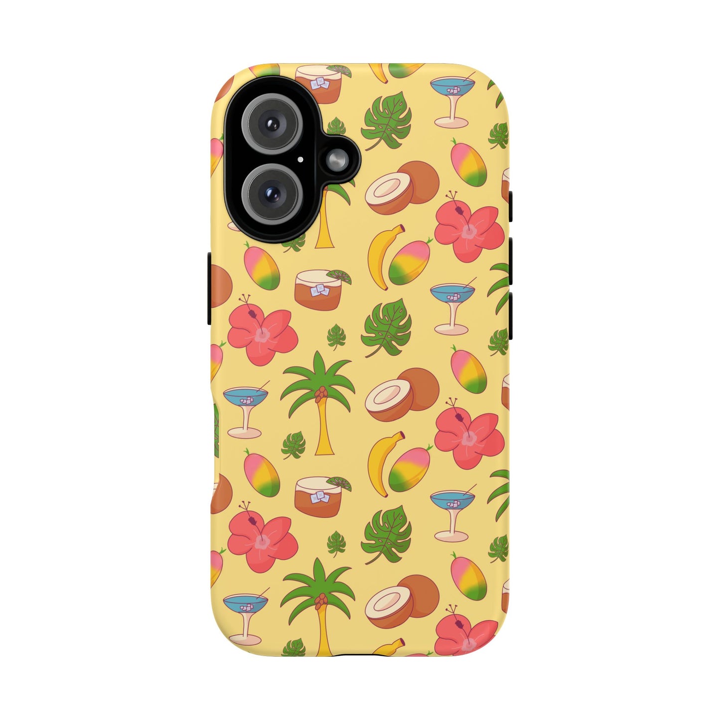 Tropical Cocktail Phone Case – Retro Summer Fruit & Palm Tree Pattern for iPhone & Samsung