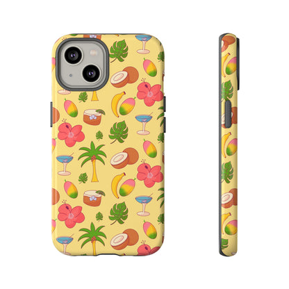 Tropical Cocktail Phone Case – Retro Summer Fruit & Palm Tree Pattern for iPhone & Samsung