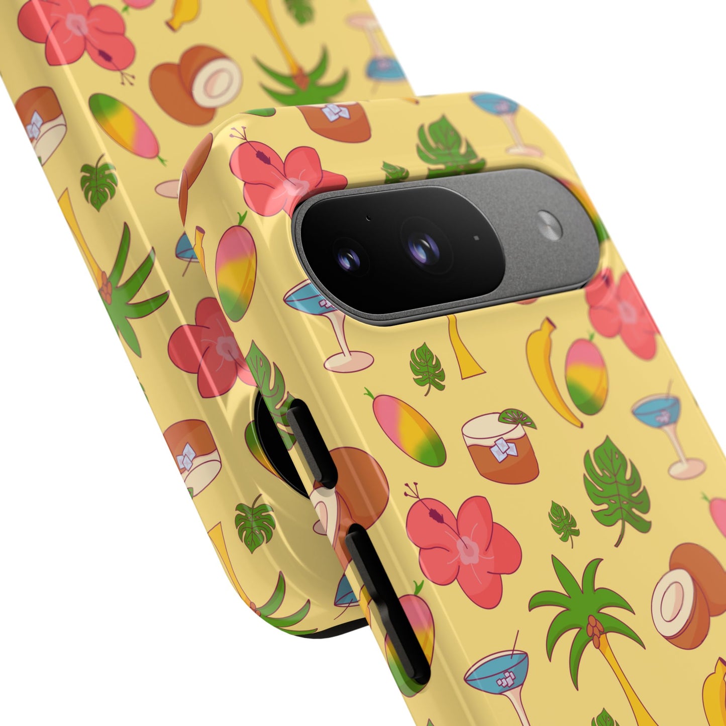 Tropical Cocktail Phone Case – Retro Summer Fruit & Palm Tree Pattern for iPhone & Samsung
