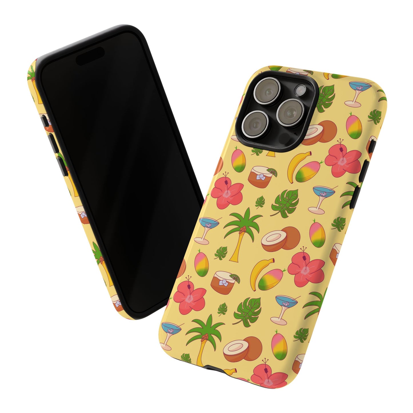 Tropical Cocktail Phone Case – Retro Summer Fruit & Palm Tree Pattern for iPhone & Samsung