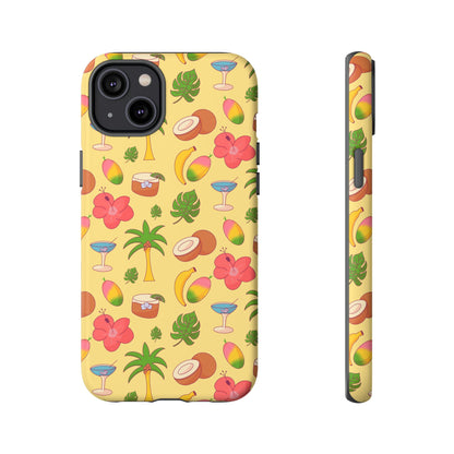 Tropical Cocktail Phone Case – Retro Summer Fruit & Palm Tree Pattern for iPhone & Samsung