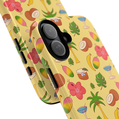 Tropical Cocktail Phone Case – Retro Summer Fruit & Palm Tree Pattern for iPhone & Samsung