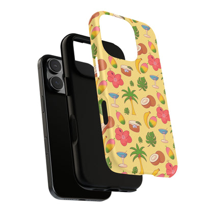 Tropical Cocktail Phone Case – Retro Summer Fruit & Palm Tree Pattern for iPhone & Samsung
