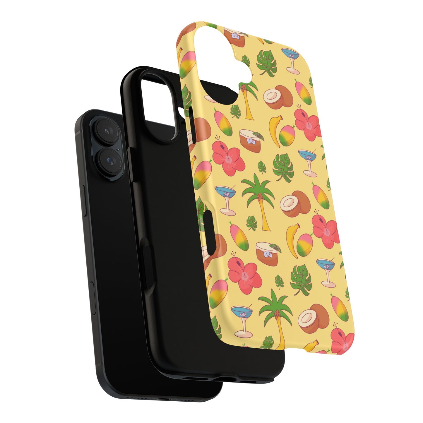 Tropical Cocktail Phone Case – Retro Summer Fruit & Palm Tree Pattern for iPhone & Samsung