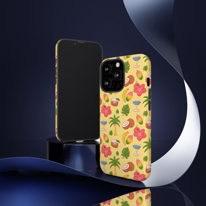 Tropical Cocktail Phone Case – Retro Summer Fruit & Palm Tree Pattern for iPhone & Samsung