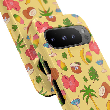 Tropical Cocktail Phone Case – Retro Summer Fruit & Palm Tree Pattern for iPhone & Samsung