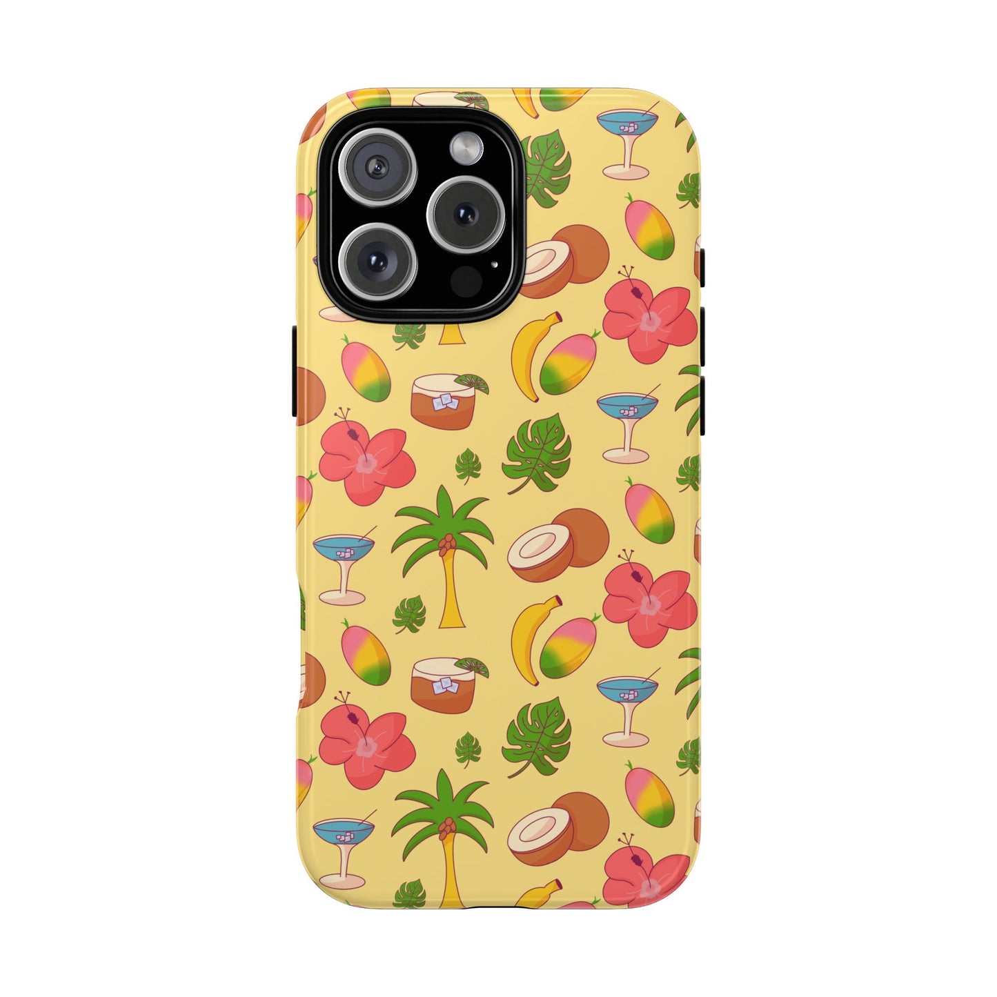 Tropical Cocktail Phone Case – Retro Summer Fruit & Palm Tree Pattern for iPhone & Samsung