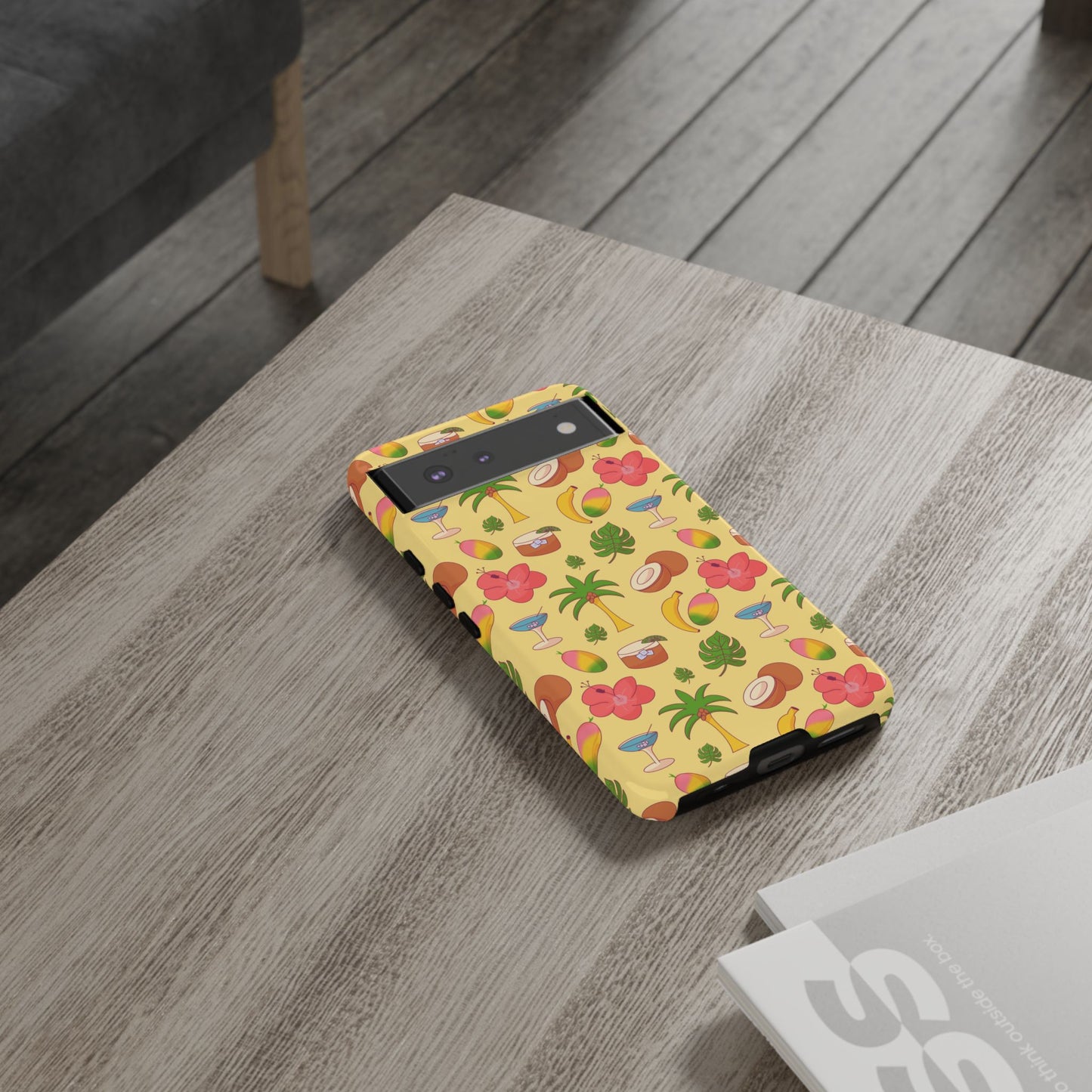 Tropical Cocktail Phone Case – Retro Summer Fruit & Palm Tree Pattern for iPhone & Samsung