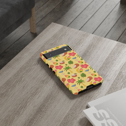 Tropical Cocktail Phone Case – Retro Summer Fruit & Palm Tree Pattern for iPhone & Samsung