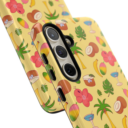 Tropical Cocktail Phone Case – Retro Summer Fruit & Palm Tree Pattern for iPhone & Samsung