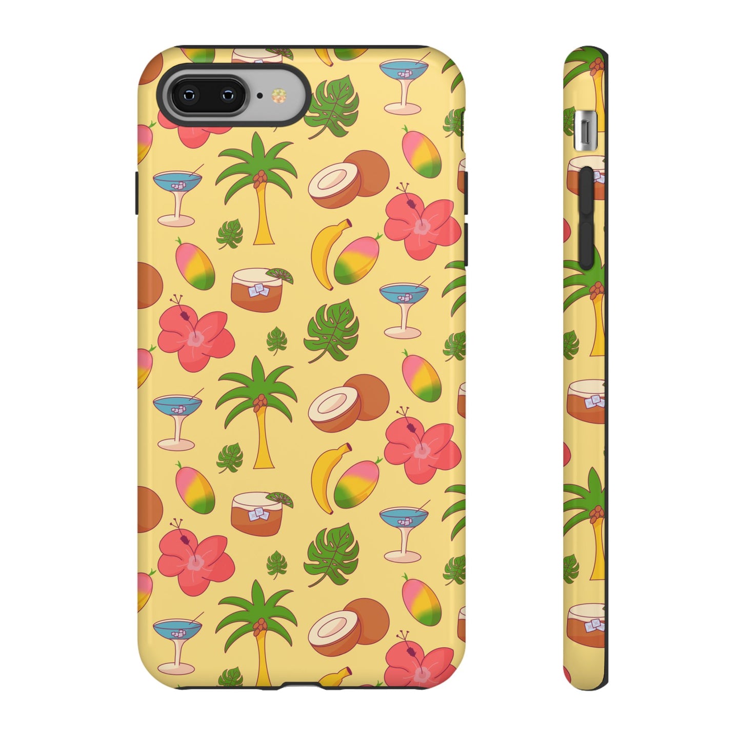 Tropical Cocktail Phone Case – Retro Summer Fruit & Palm Tree Pattern for iPhone & Samsung