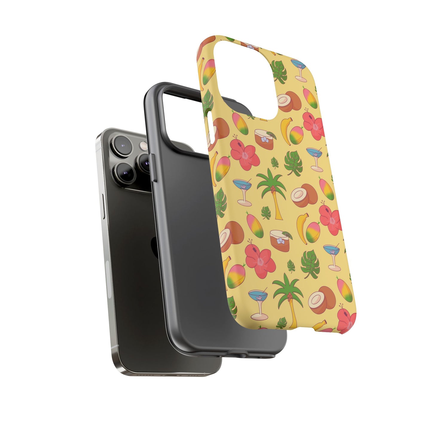 Tropical Cocktail Phone Case – Retro Summer Fruit & Palm Tree Pattern for iPhone & Samsung