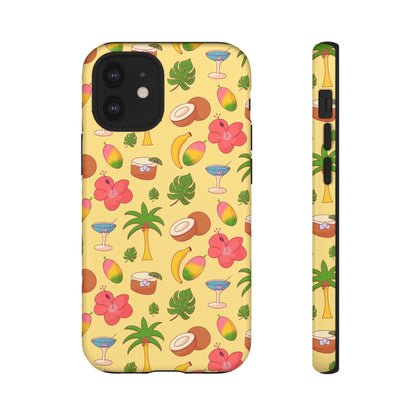 Tropical Cocktail Phone Case – Retro Summer Fruit & Palm Tree Pattern for iPhone & Samsung