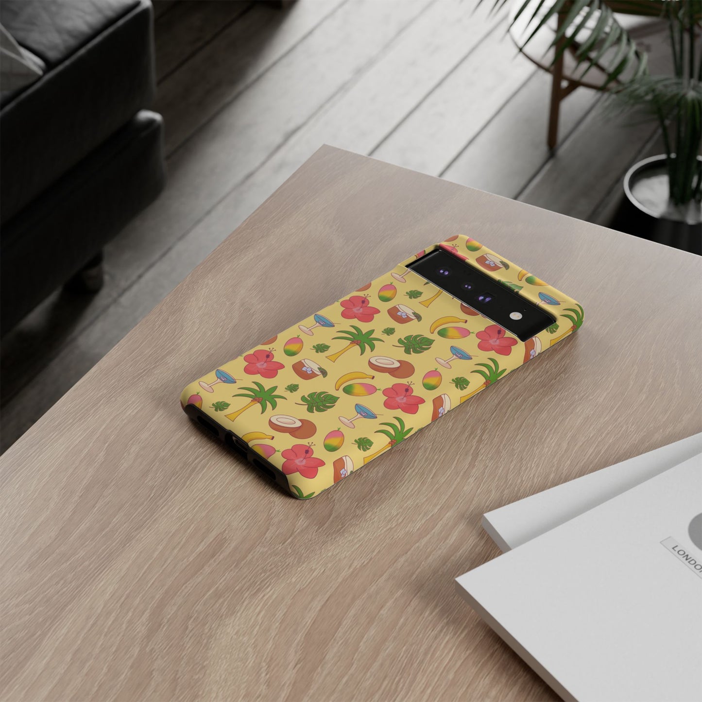 Tropical Cocktail Phone Case – Retro Summer Fruit & Palm Tree Pattern for iPhone & Samsung