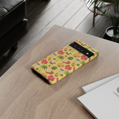 Tropical Cocktail Phone Case – Retro Summer Fruit & Palm Tree Pattern for iPhone & Samsung