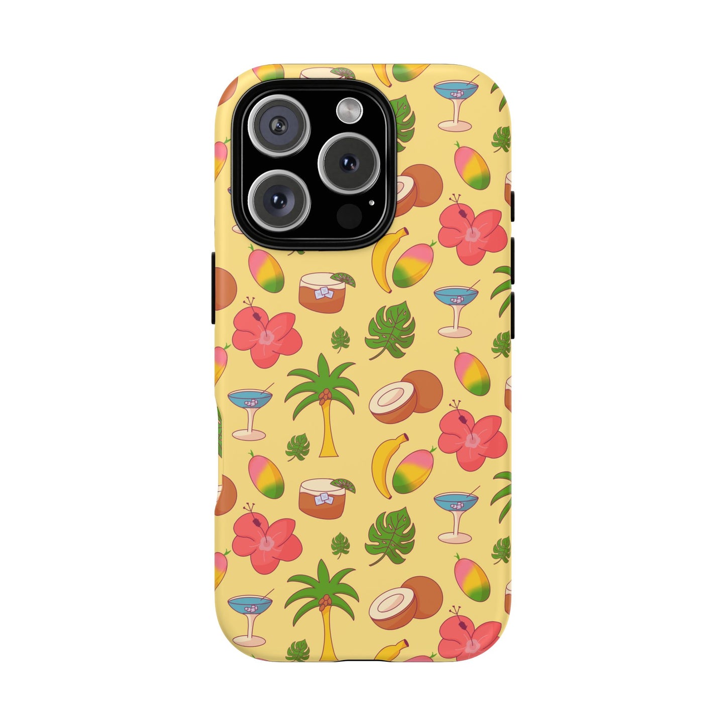 Tropical Cocktail Phone Case – Retro Summer Fruit & Palm Tree Pattern for iPhone & Samsung