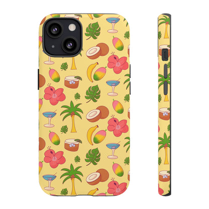 Tropical Cocktail Phone Case – Retro Summer Fruit & Palm Tree Pattern for iPhone & Samsung