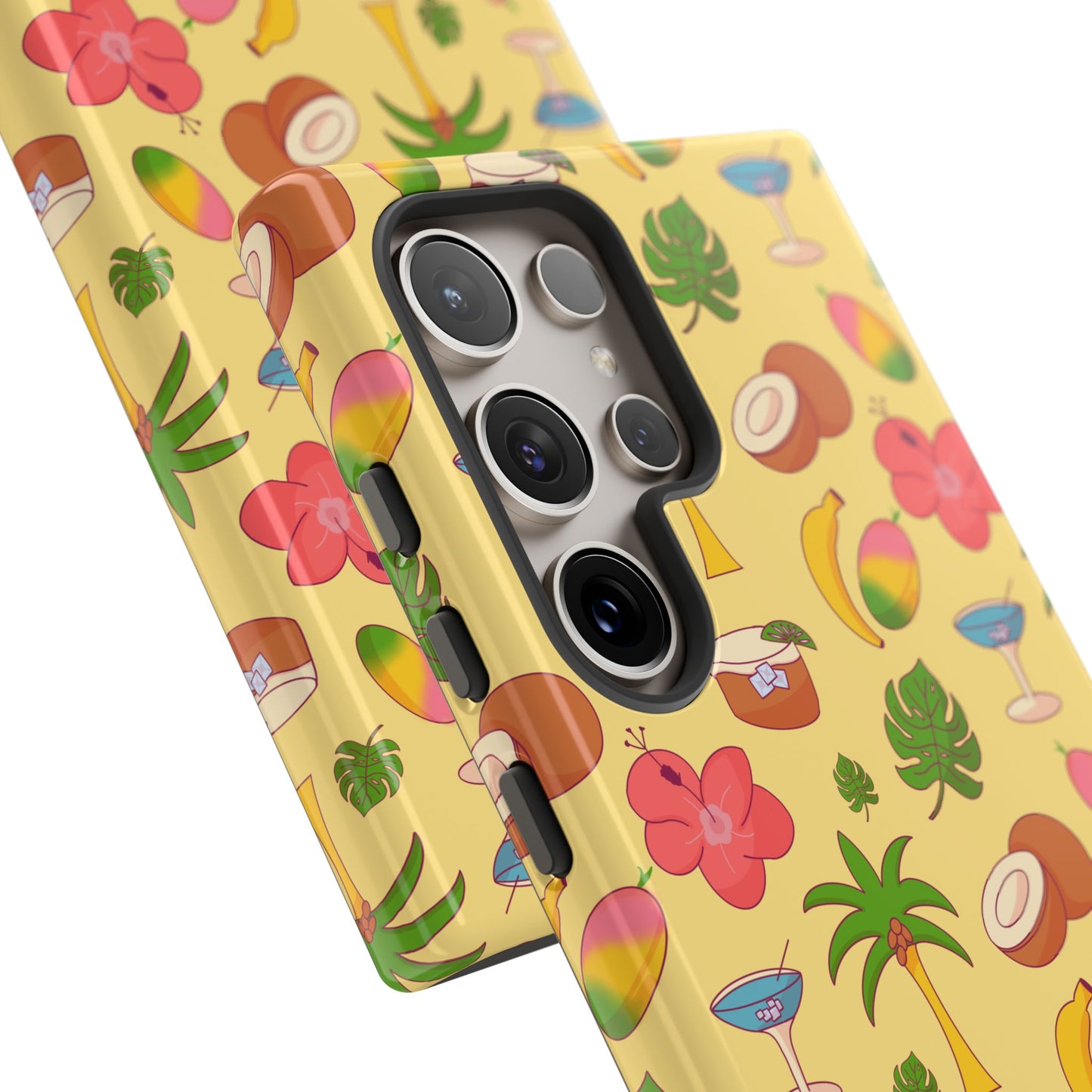 Tropical Cocktail Phone Case – Retro Summer Fruit & Palm Tree Pattern for iPhone & Samsung
