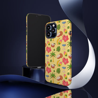 Tropical Cocktail Phone Case – Retro Summer Fruit & Palm Tree Pattern for iPhone & Samsung