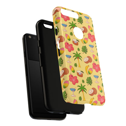 Tropical Cocktail Phone Case – Retro Summer Fruit & Palm Tree Pattern for iPhone & Samsung