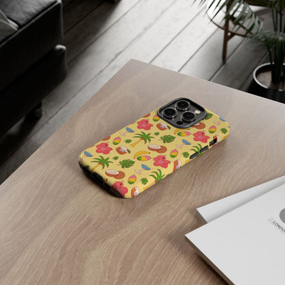 Tropical Cocktail Phone Case – Retro Summer Fruit & Palm Tree Pattern for iPhone & Samsung