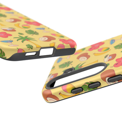 Tropical Cocktail Phone Case – Retro Summer Fruit & Palm Tree Pattern for iPhone & Samsung