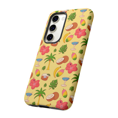 Tropical Cocktail Phone Case – Retro Summer Fruit & Palm Tree Pattern for iPhone & Samsung