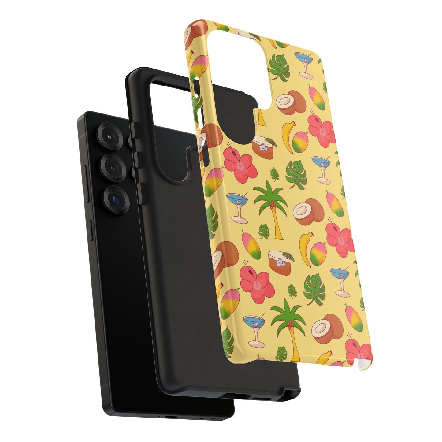 Tropical Cocktail Phone Case – Retro Summer Fruit & Palm Tree Pattern for iPhone & Samsung
