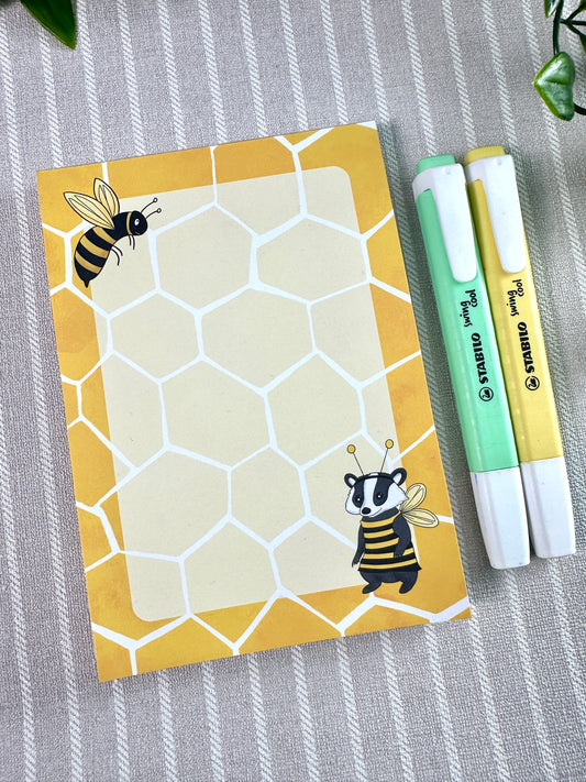 bumble bee and badger notepad a6 