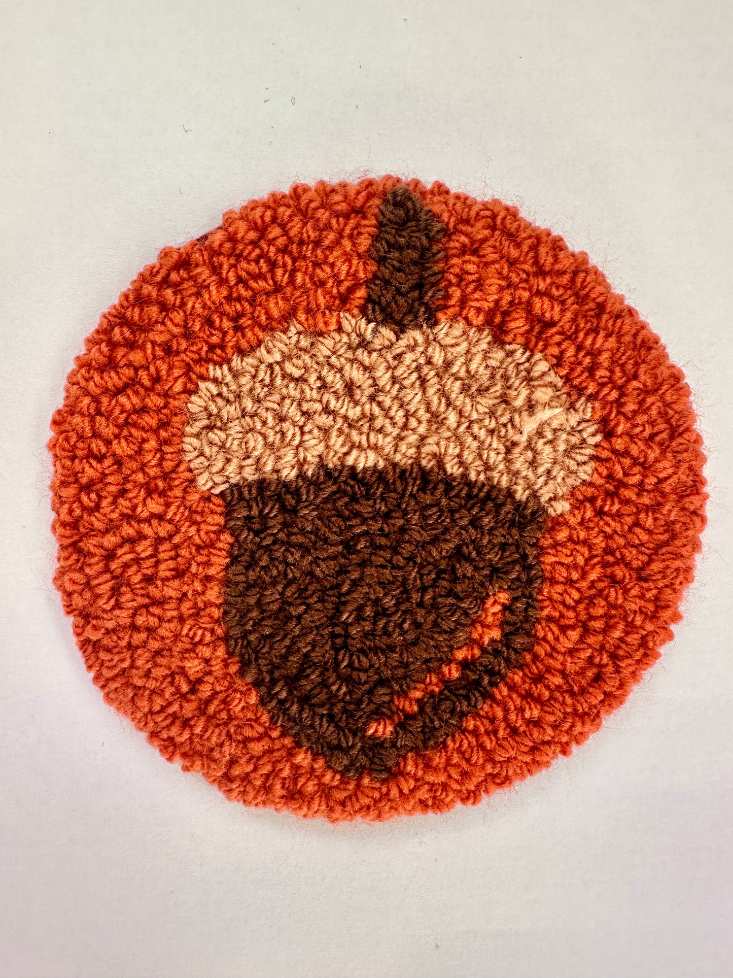 Punch Needle Acorn Coaster