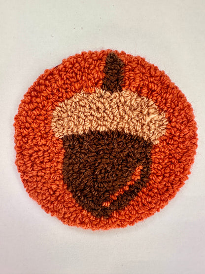 Punch Needle Acorn Coaster